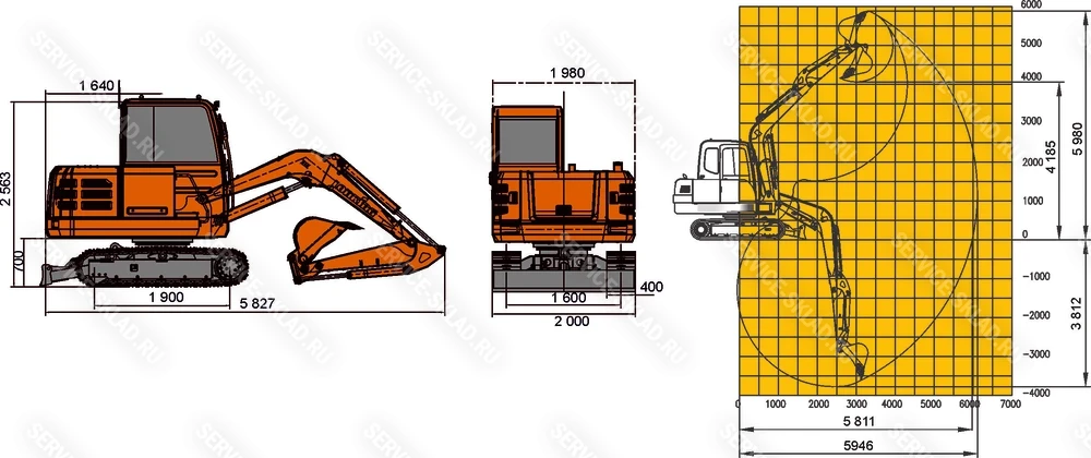 Схема Гусеничный экскаватор Lonking CDM6060U